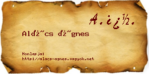 Alács Ágnes névjegykártya